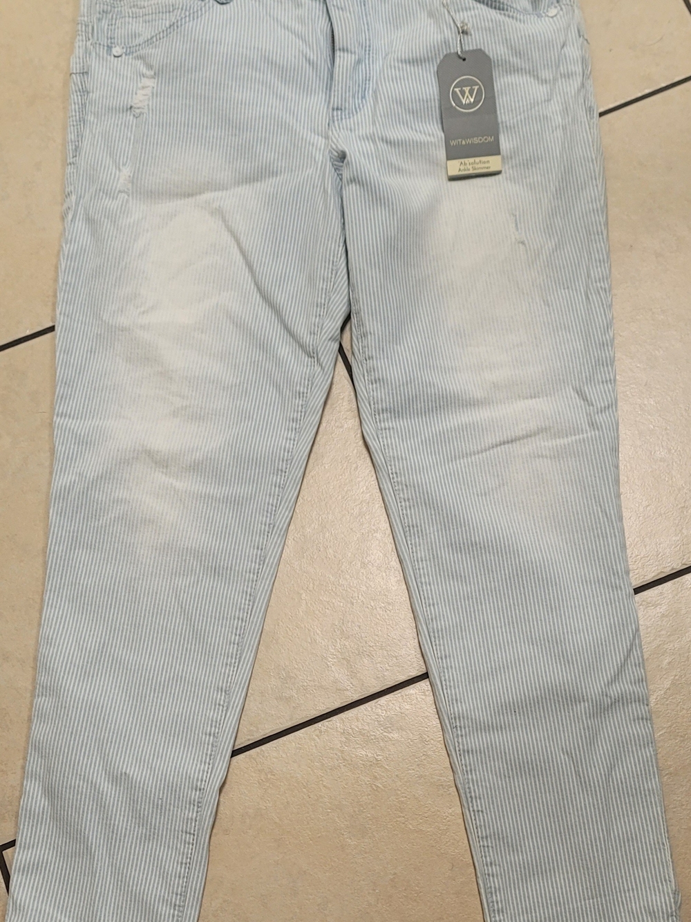 Wit & Wisdom Blue & White Pinstripe Ankle Skimmer Jeans